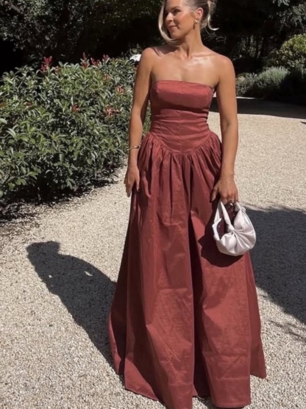 Hansen & Gretel Audrey drop waist Strapless Rust Evening Gown L large